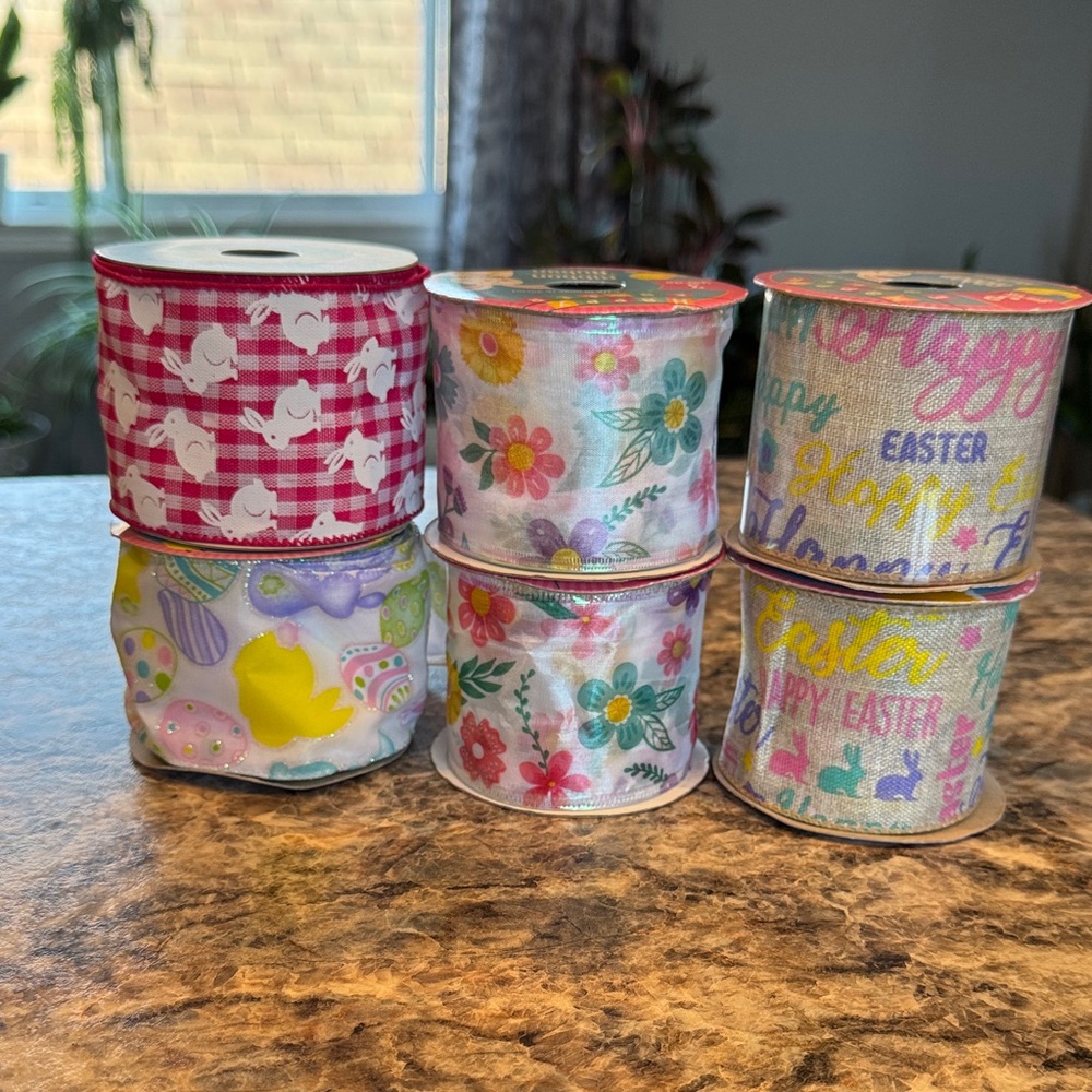 Easter Themed Ribbon Set - Pink, Blue, Yellow, Green